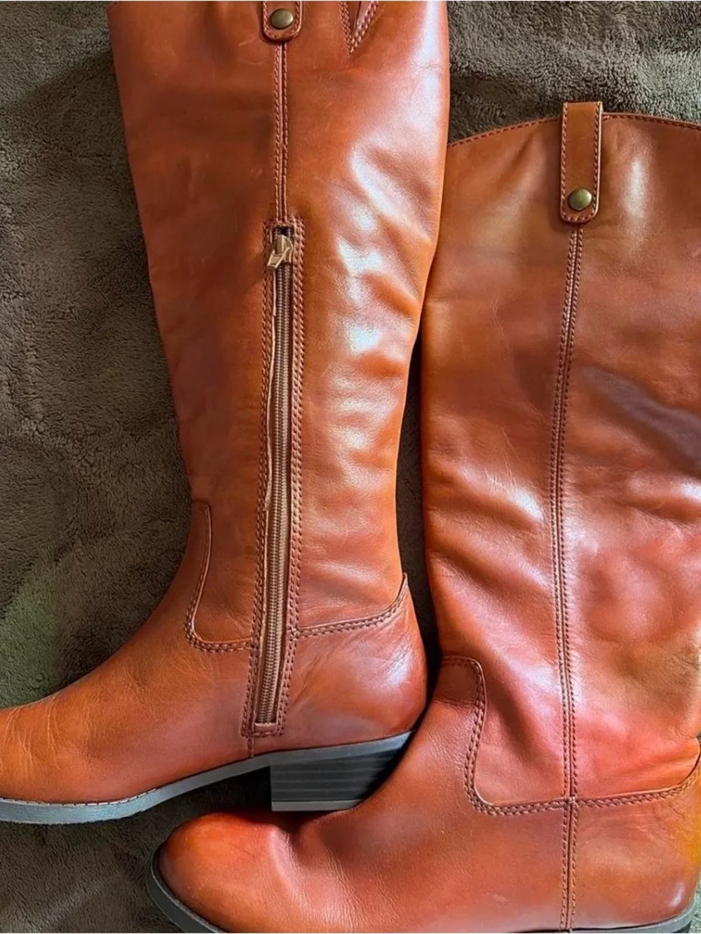 INC International Concepts Tan Leather Knee-High Boots